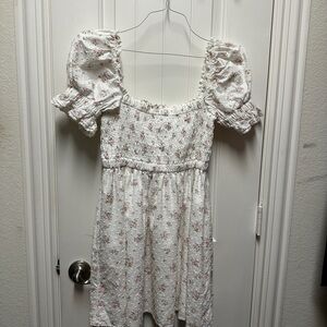 Altar'd State White Dress with Pink Floral Print